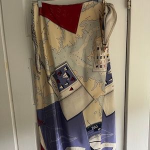 Size 12 Vintage Ralph Lauren 100% silk nautical theme wrap skirt